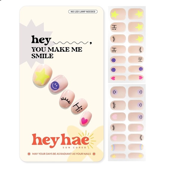 HeyHae Semi Cured Gel Nail Strips, No LED Lamp Needed: Hey, You Make Me Smile - Picture 1 of 6